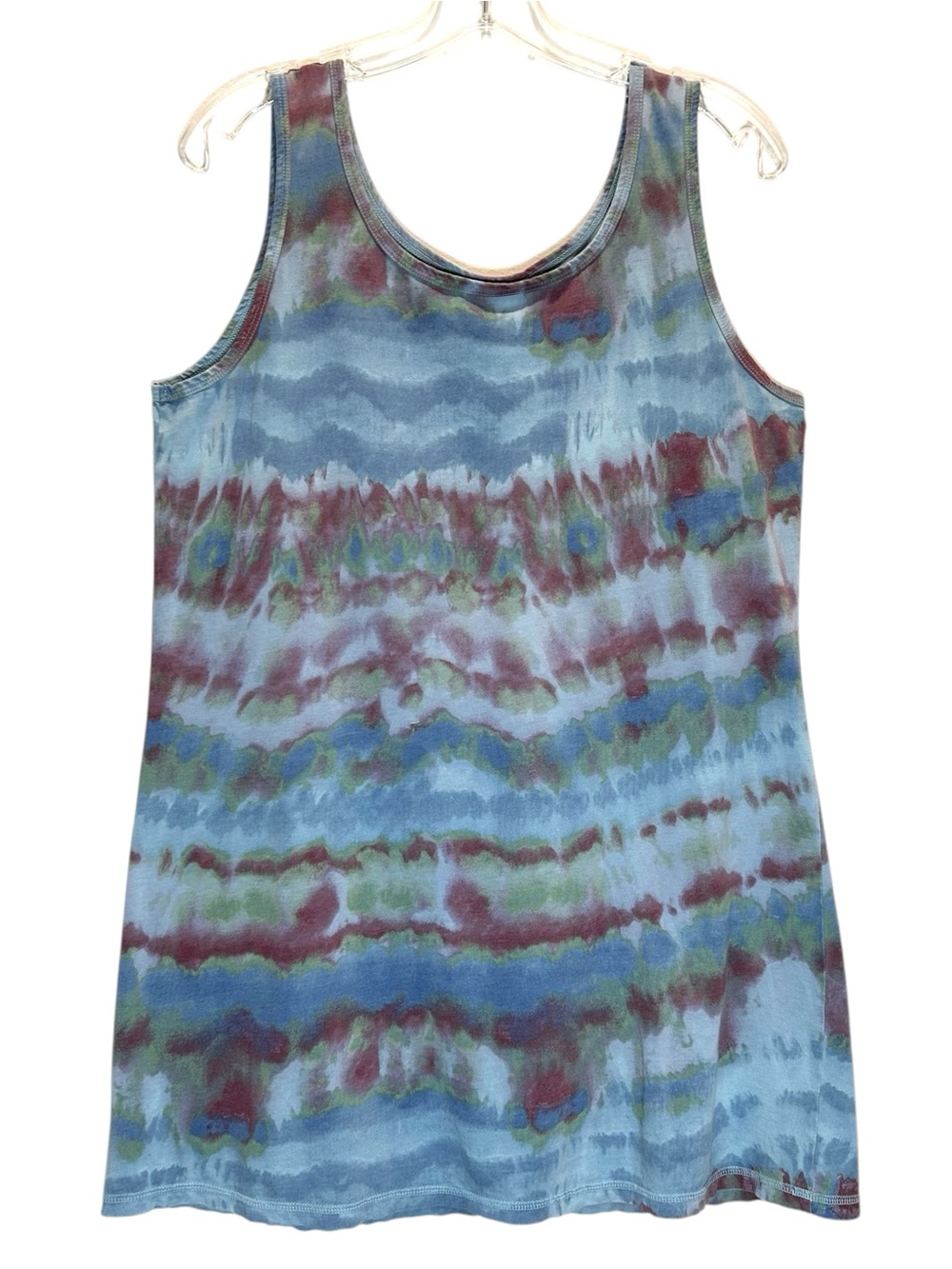 CMC by Color Me Cotton Blue & Purple Tie Dye Cotton Knit Sleeveless Top - Large